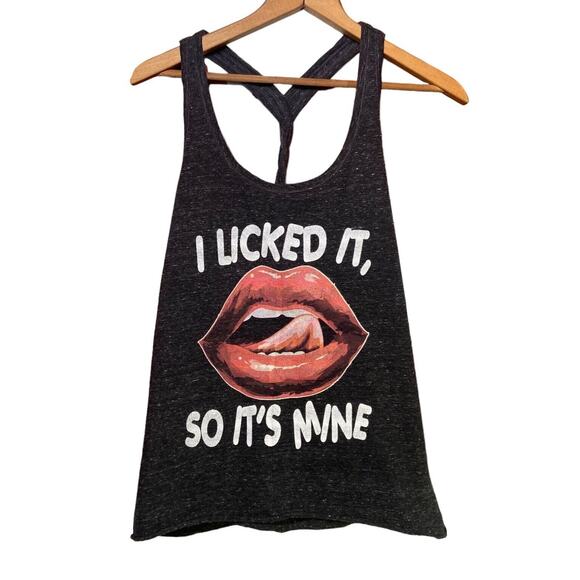 District Made “ I licked it so it's mine” Women's Ideal Gray Racerback Tank Sz M - Picture 1 of 9